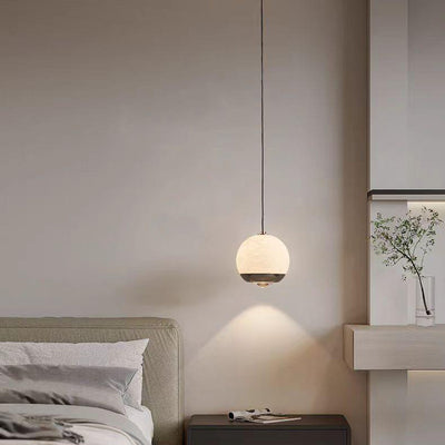 Modern Minimalist Globe Marble Aluminum LED Pendant Light For Bedroom