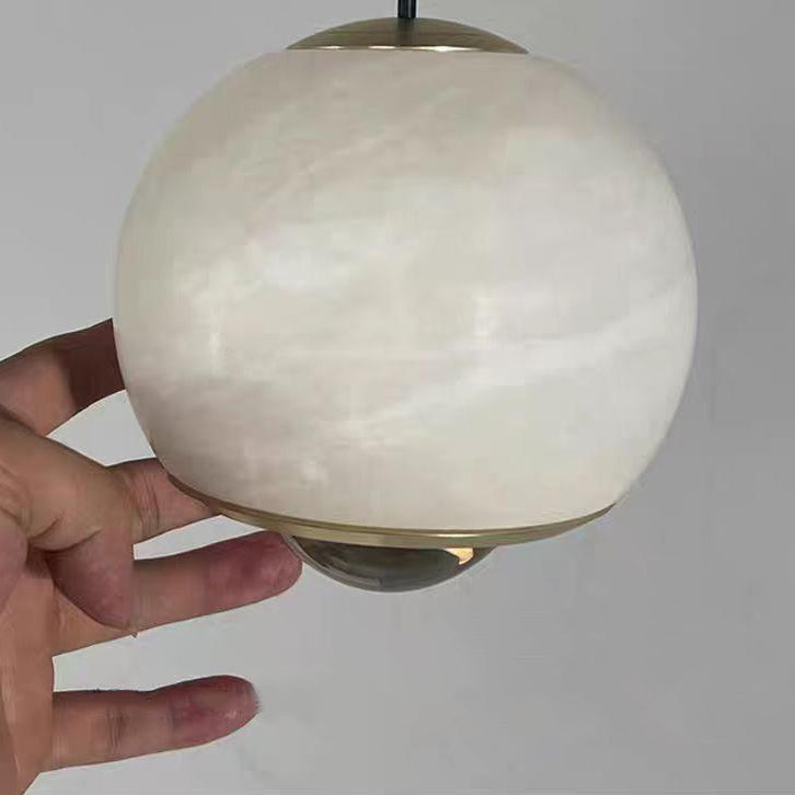 Modern Minimalist Globe Marble Aluminum LED Pendant Light For Bedroom