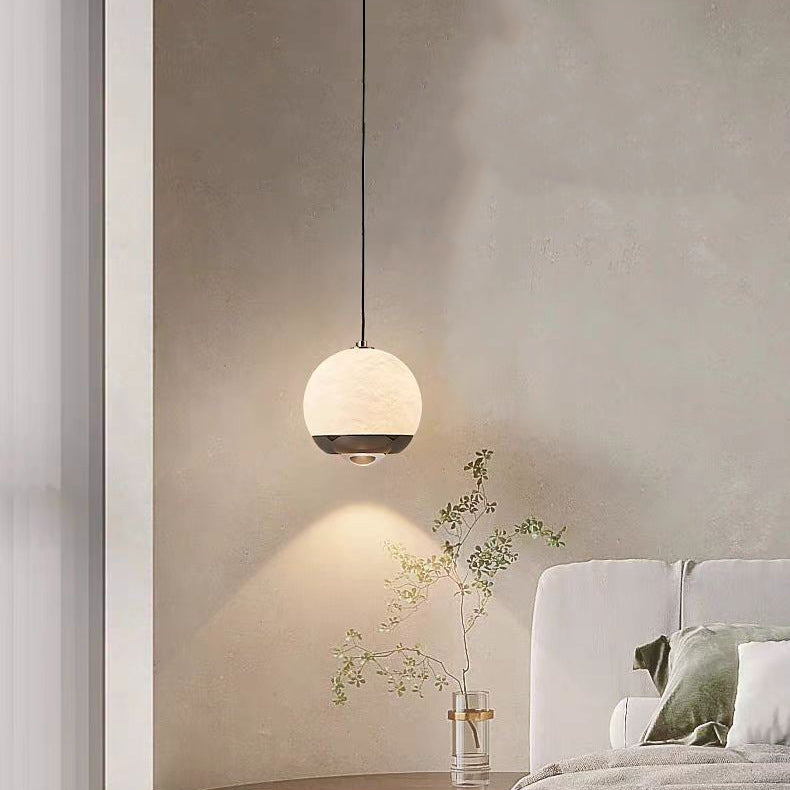 Modern Minimalist Globe Marble Aluminum LED Pendant Light For Bedroom