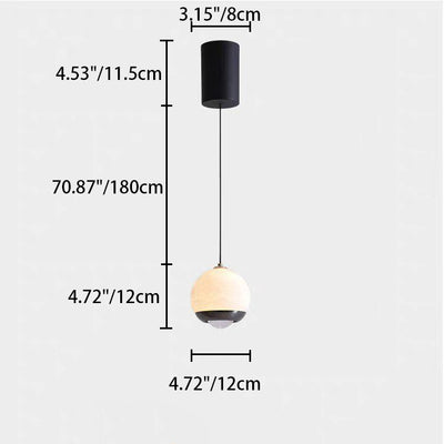 Modern Minimalist Globe Marble Aluminum LED Pendant Light For Bedroom