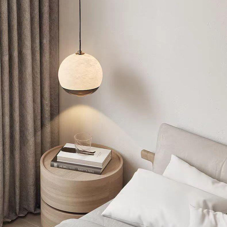 Modern Minimalist Globe Marble Aluminum LED Pendant Light For Bedroom