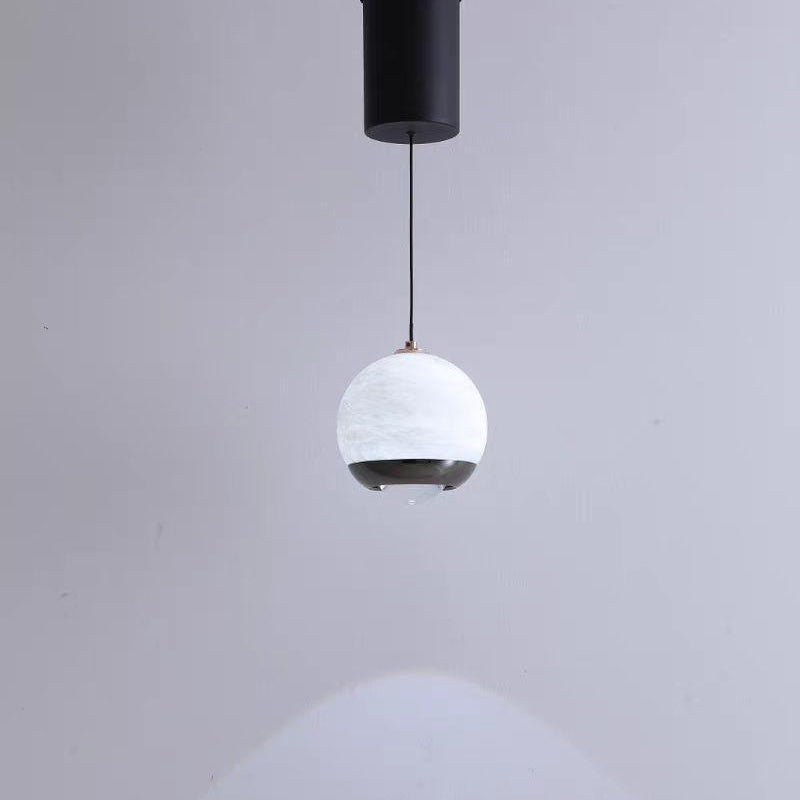 Modern Minimalist Globe Marble Aluminum LED Pendant Light For Bedroom