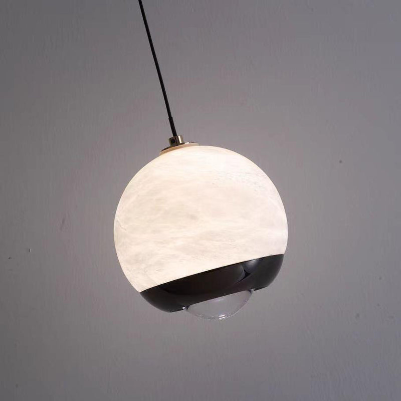 Modern Minimalist Globe Marble Aluminum LED Pendant Light For Bedroom