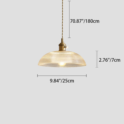 Modern Minimalist Round Flower Cone Brass Glass 1-Light Pendant For Living Room