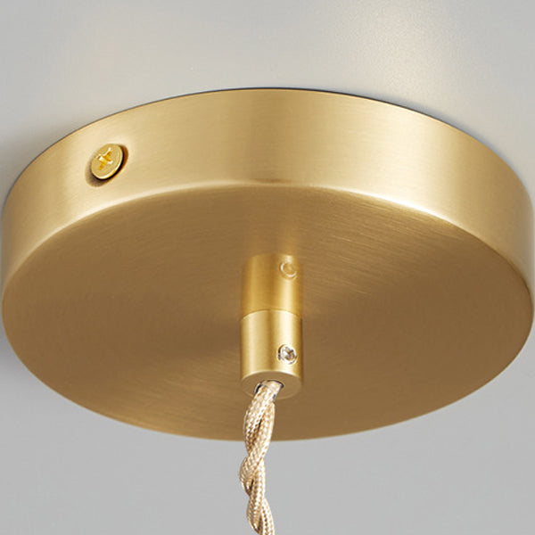 Modern Minimalist Round Flower Cone Brass Glass 1-Light Pendant For Living Room