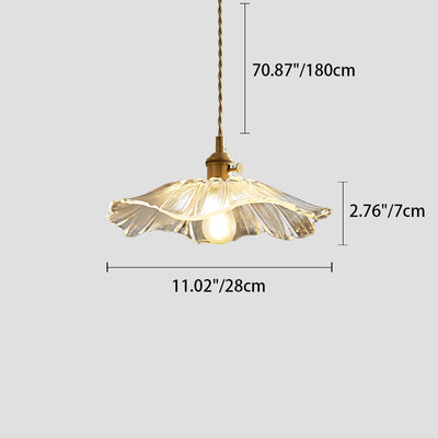 Modern Minimalist Round Flower Cone Brass Glass 1-Light Pendant For Living Room