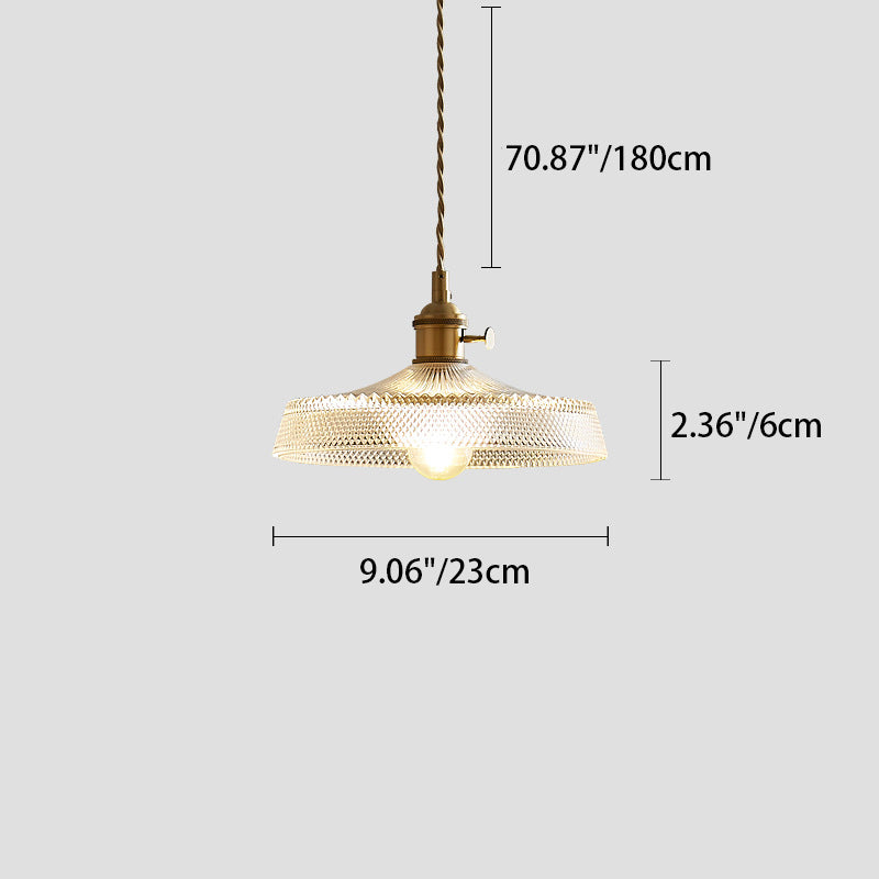 Modern Minimalist Round Flower Cone Brass Glass 1-Light Pendant For Living Room