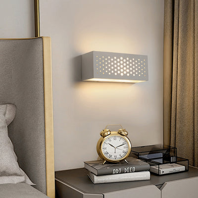 Modern Minimalist Rectangular Plaster LED Wall Sconce Lamp For Bedroom