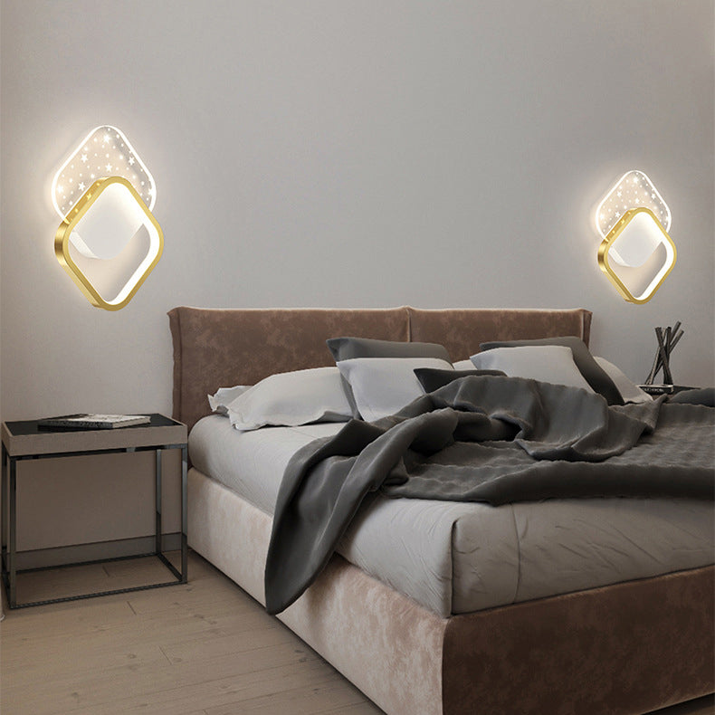 Modern Minimalist Square Round Heart Oval Iron Aluminum Acrylic LED Wall Sconce Lamp For Bedroom