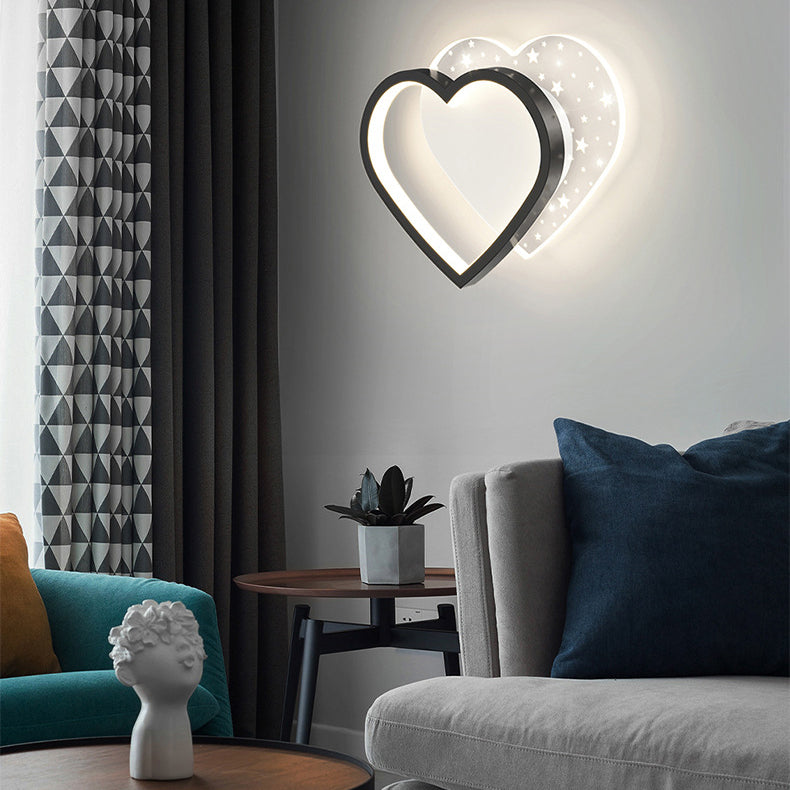 Modern Minimalist Square Round Heart Oval Iron Aluminum Acrylic LED Wall Sconce Lamp For Bedroom