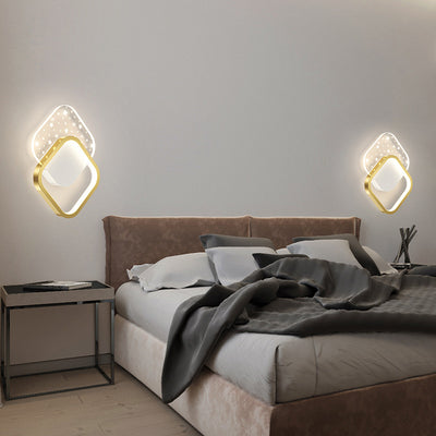 Modern Minimalist Square Round Heart Oval Iron Aluminum Acrylic LED Wall Sconce Lamp For Bedroom