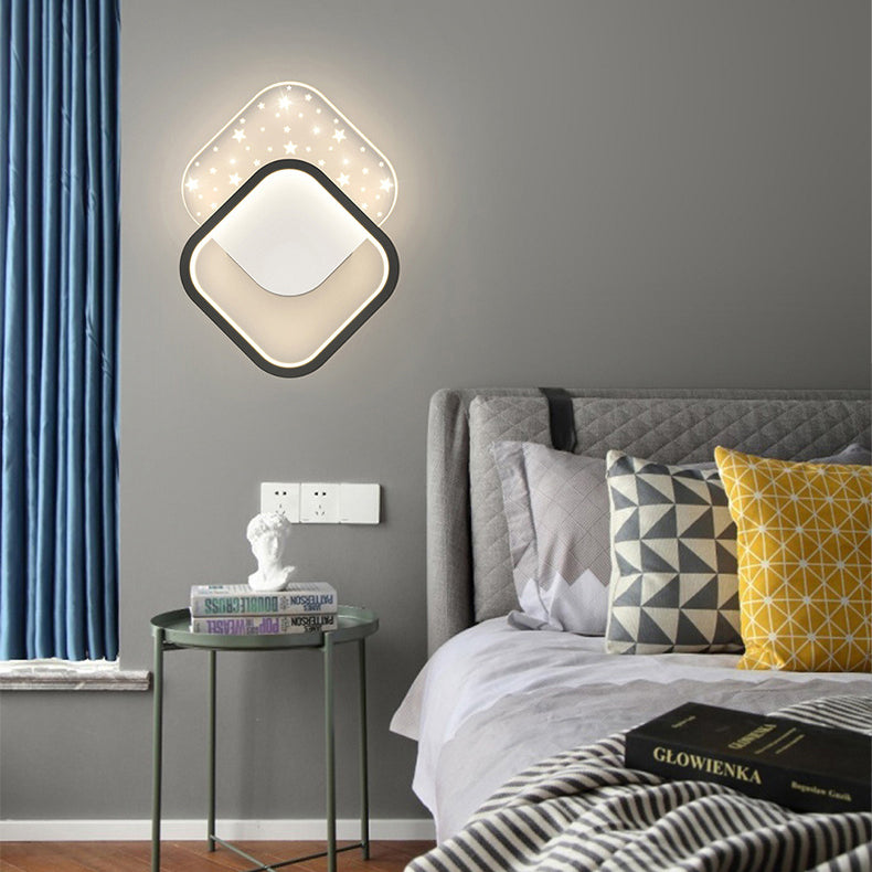 Modern Minimalist Square Round Heart Oval Iron Aluminum Acrylic LED Wall Sconce Lamp For Bedroom