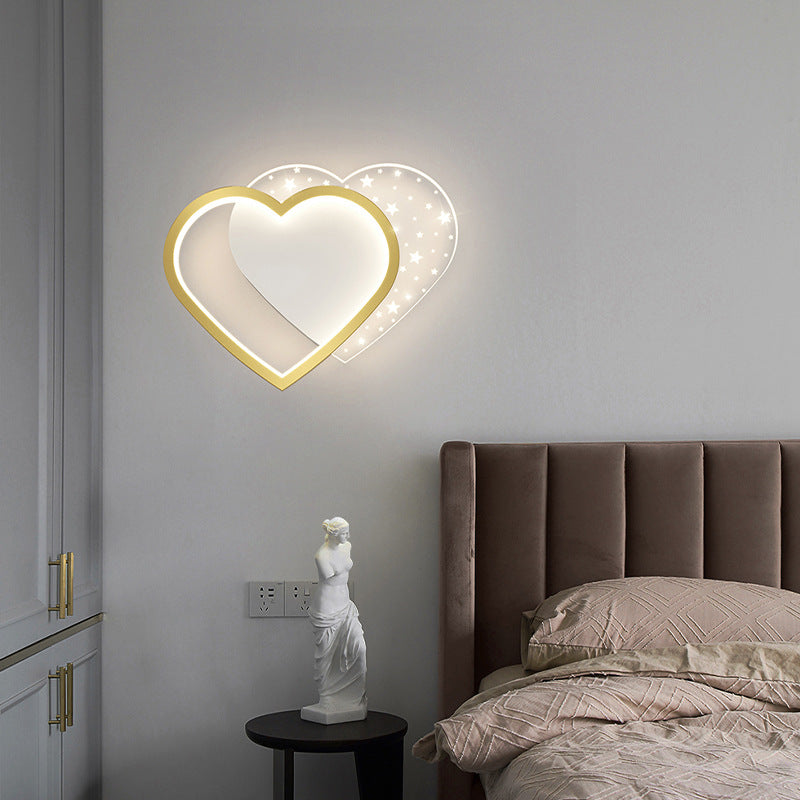 Modern Minimalist Square Round Heart Oval Iron Aluminum Acrylic LED Wall Sconce Lamp For Bedroom