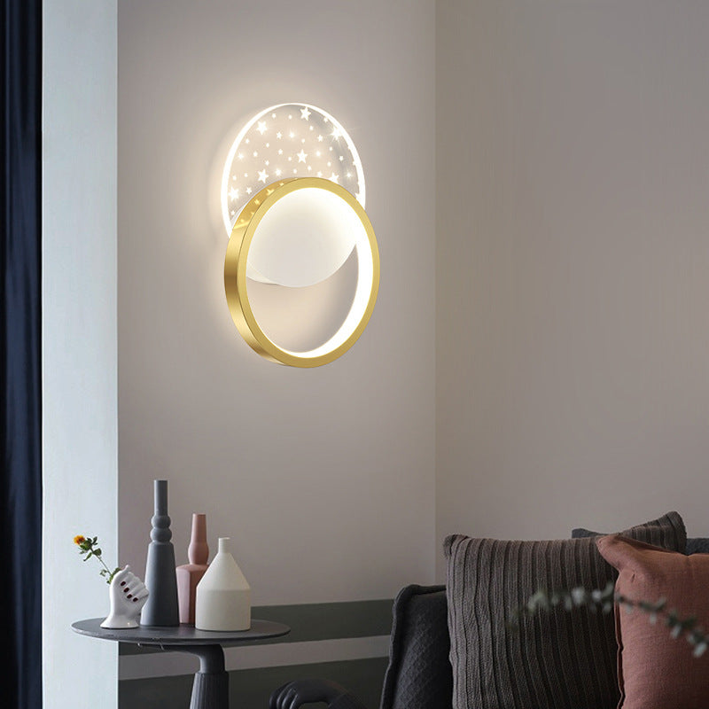 Modern Minimalist Square Round Heart Oval Iron Aluminum Acrylic LED Wall Sconce Lamp For Bedroom