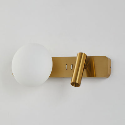 Modern Minimalist Rectangle Round Globe Aluminum Acrylic Shade LED Wall Sconce Lamp For Bedroom