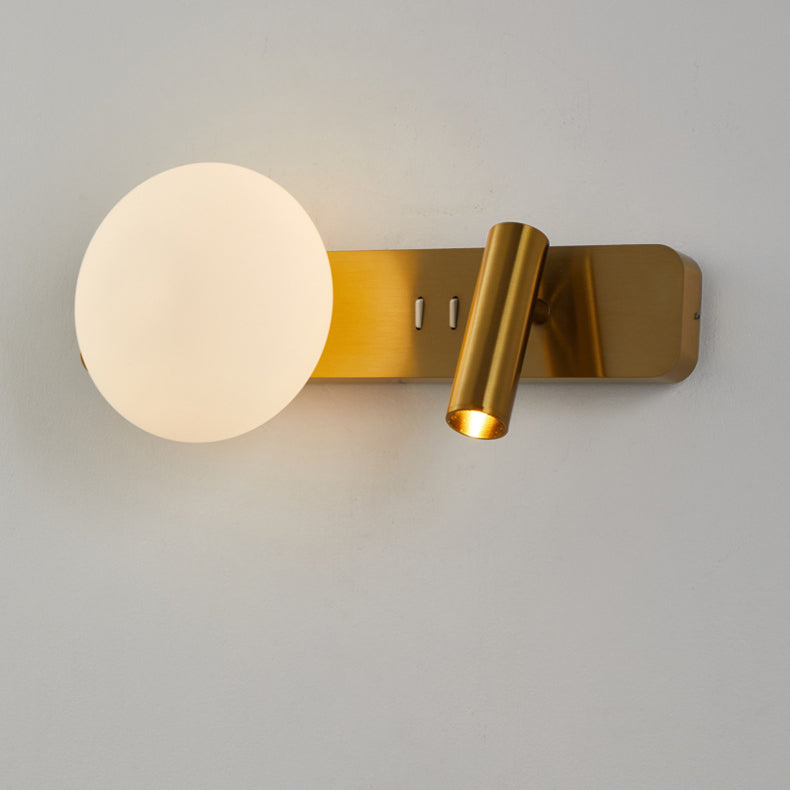 Modern Minimalist Rectangle Round Globe Aluminum Acrylic Shade LED Wall Sconce Lamp For Bedroom