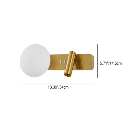 Modern Minimalist Rectangle Round Globe Aluminum Acrylic Shade LED Wall Sconce Lamp For Bedroom