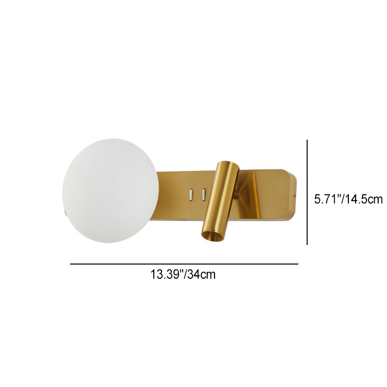 Modern Minimalist Rectangle Round Globe Aluminum Acrylic Shade LED Wall Sconce Lamp For Bedroom