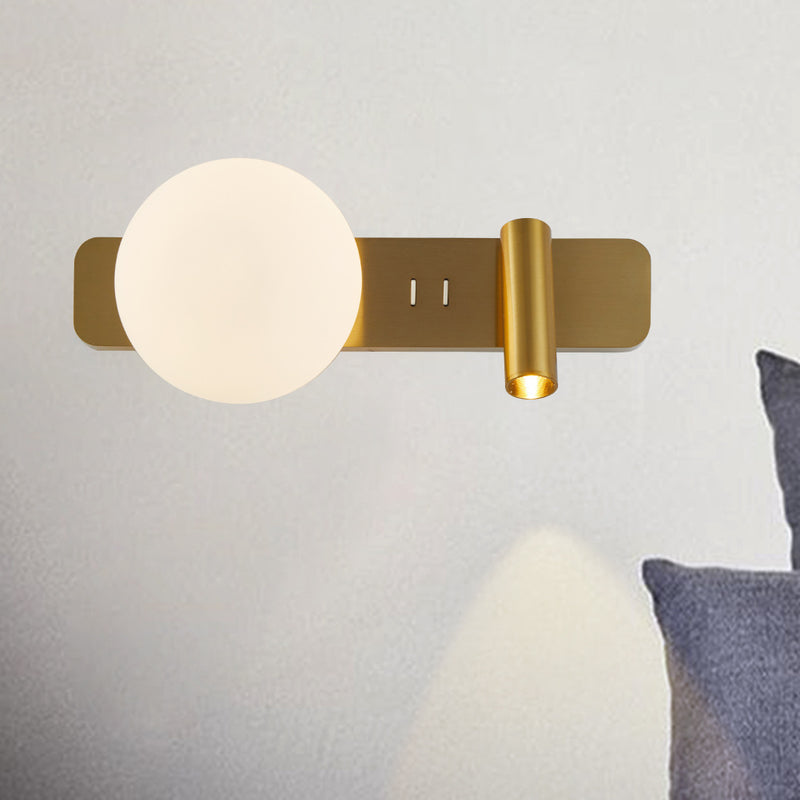 Modern Minimalist Rectangle Round Globe Aluminum Acrylic Shade LED Wall Sconce Lamp For Bedroom