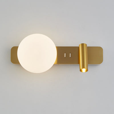 Modern Minimalist Rectangle Round Globe Aluminum Acrylic Shade LED Wall Sconce Lamp For Bedroom