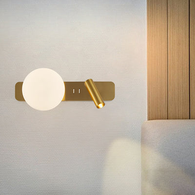 Modern Minimalist Rectangle Round Globe Aluminum Acrylic Shade LED Wall Sconce Lamp For Bedroom