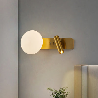 Modern Minimalist Rectangle Round Globe Aluminum Acrylic Shade LED Wall Sconce Lamp For Bedroom