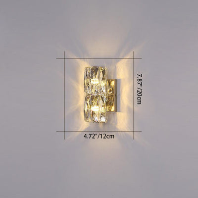 Modern Minimalist Cylindrical Stainless Steel Crystal 2/3/4/6 Light Wall Sconce Lamp For Living Room