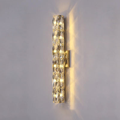 Modern Minimalist Cylindrical Stainless Steel Crystal 2/3/4/6 Light Wall Sconce Lamp For Living Room