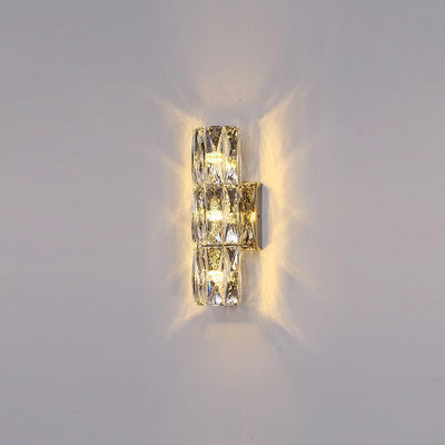 Modern Minimalist Cylindrical Stainless Steel Crystal 2/3/4/6 Light Wall Sconce Lamp For Living Room