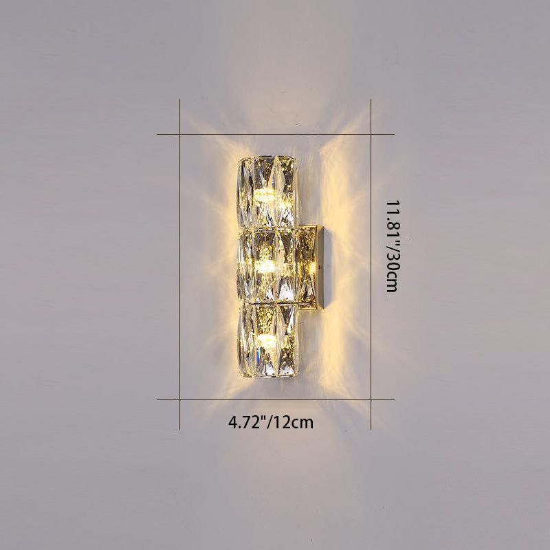 Modern Minimalist Cylindrical Stainless Steel Crystal 2/3/4/6 Light Wall Sconce Lamp For Living Room