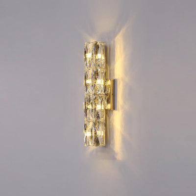 Modern Minimalist Cylindrical Stainless Steel Crystal 2/3/4/6 Light Wall Sconce Lamp For Living Room