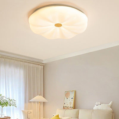 Contemporary Creative Round Cat Paw Cheese Stripe Iron Plastic LED Flush Mount Ceiling Light For Bedroom