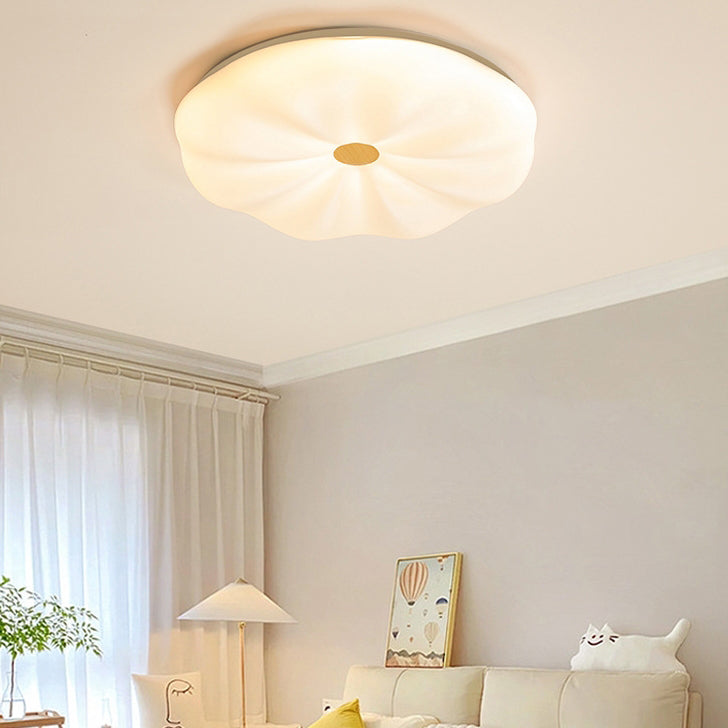 Contemporary Creative Round Cat Paw Cheese Stripe Iron Plastic LED Flush Mount Ceiling Light For Bedroom