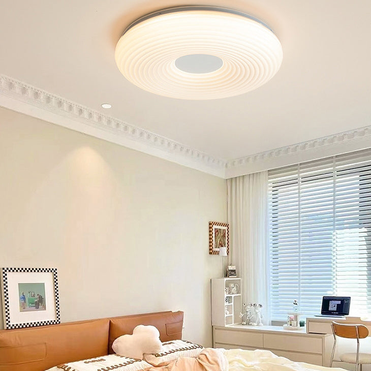 Contemporary Creative Round Cat Paw Cheese Stripe Iron Plastic LED Flush Mount Ceiling Light For Bedroom