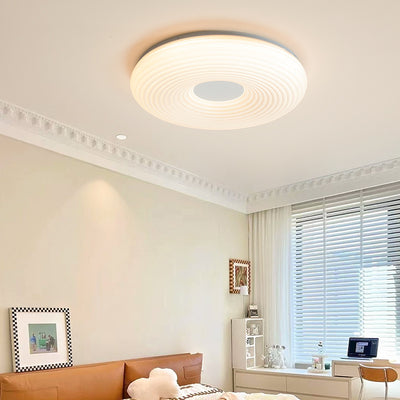 Contemporary Creative Round Cat Paw Cheese Stripe Iron Plastic LED Flush Mount Ceiling Light For Bedroom