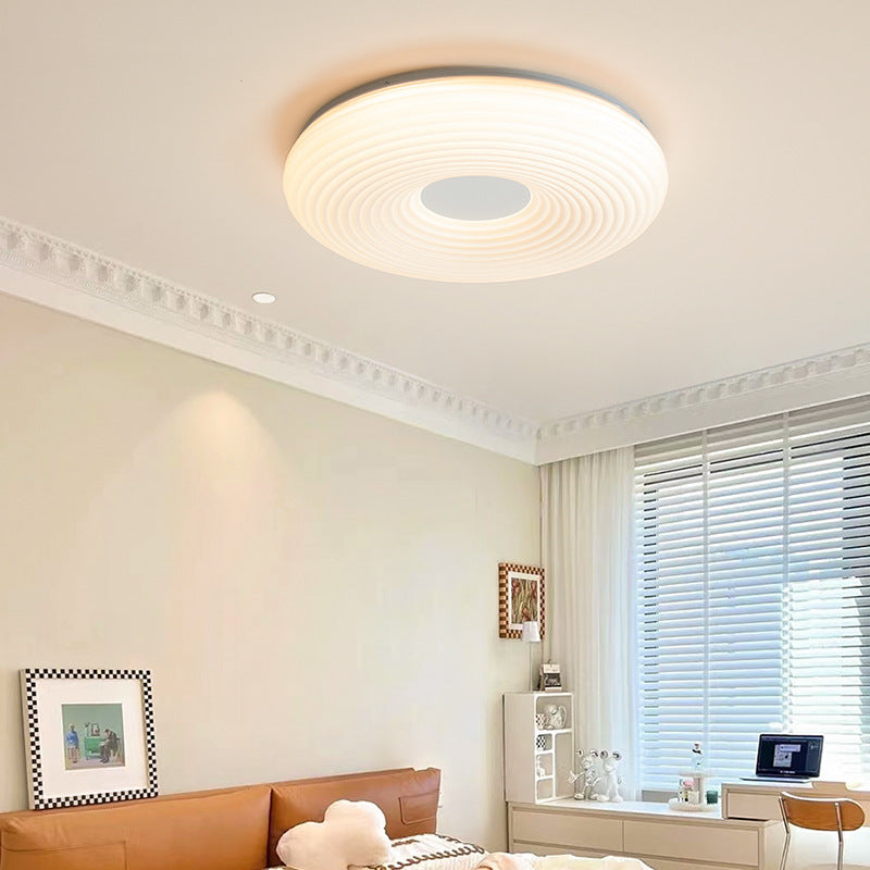 Contemporary Creative Round Cat Paw Cheese Stripe Iron Plastic LED Flush Mount Ceiling Light For Bedroom