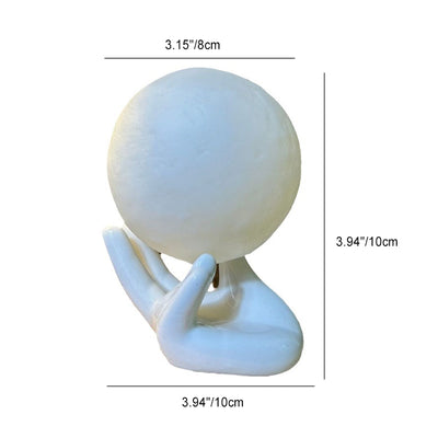 Contemporary Creative Hand 3D Printed Moon PVC LED Table Lamp For Bedroom