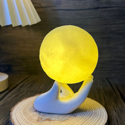 Contemporary Creative Hand 3D Printed Moon PVC LED Table Lamp For Bedroom