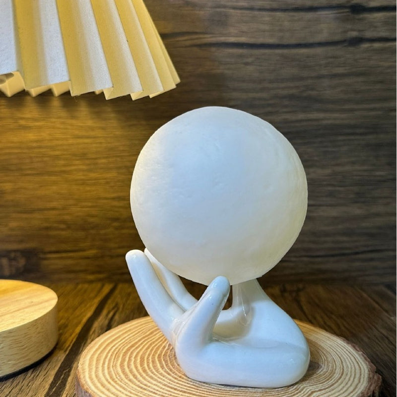 Contemporary Creative Hand 3D Printed Moon PVC LED Table Lamp For Bedroom