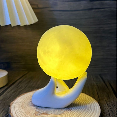 Contemporary Creative Hand 3D Printed Moon PVC LED Table Lamp For Bedroom