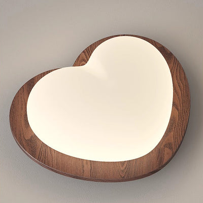 Contemporary Creative Globe Heart Star Wood PE Shade LED Flush Mount Ceiling Light For Bedroom