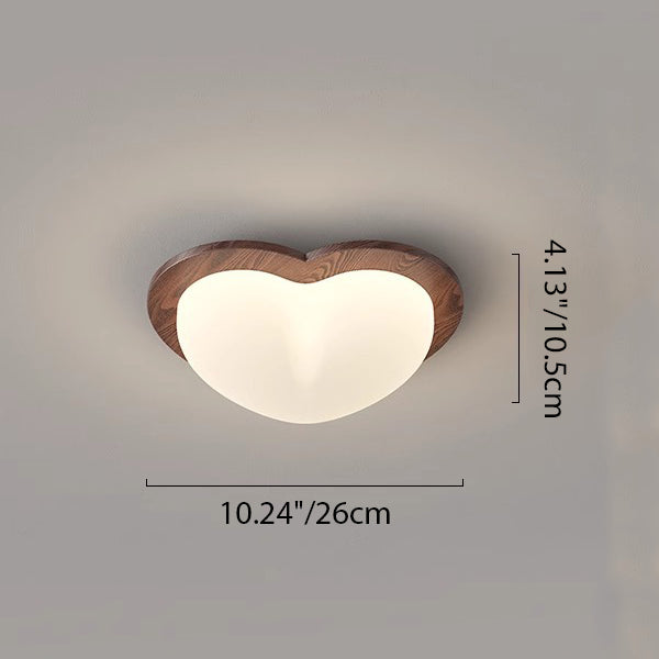 Contemporary Creative Globe Heart Star Wood PE Shade LED Flush Mount Ceiling Light For Bedroom