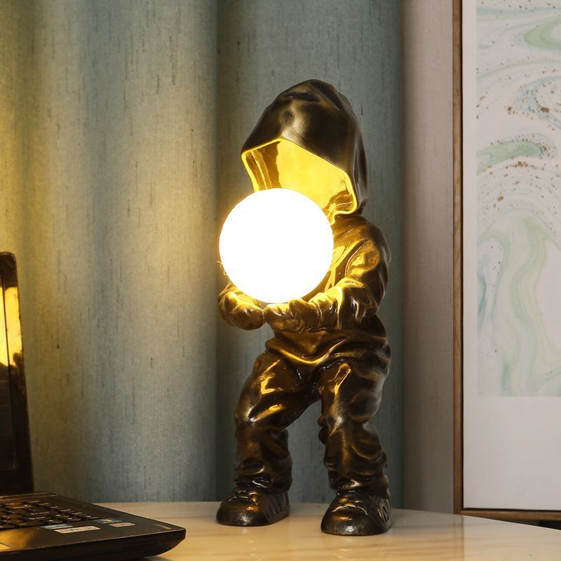 Modern Art Deco Boy Globe Resin PLA 1-Light Table Lamp For Bedroom