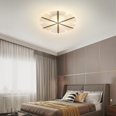 Modern Minimalist Round Petal Iron Acrylic LED Flush Mount Ceiling Light For Bedroom