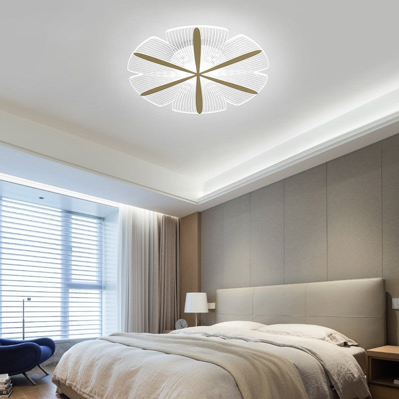 Modern Minimalist Round Petal Iron Acrylic LED Flush Mount Ceiling Light For Bedroom