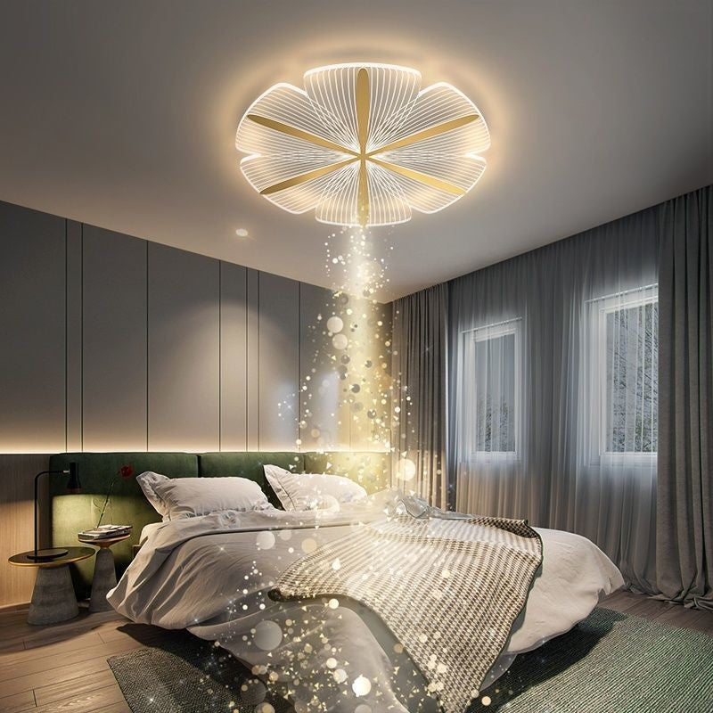 Modern Minimalist Round Petal Iron Acrylic LED Flush Mount Ceiling Light For Bedroom