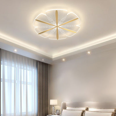 Modern Minimalist Round Petal Iron Acrylic LED Flush Mount Ceiling Light For Bedroom