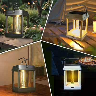 Modern Minimalist Rectangular Cylinder Glass Iron LED Outdoor Light For Garden