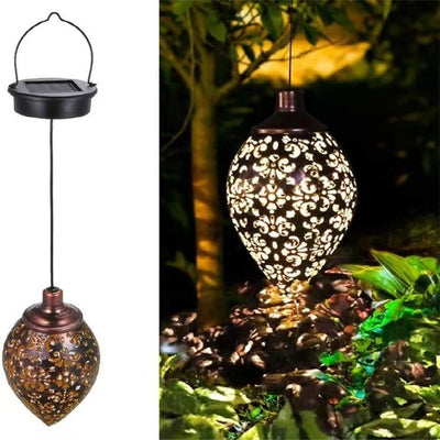 Modern Art Deco Solar Leaf Hollow Out Iron LED Outdoor Light For Garden