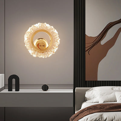 Modern Minimalist Round Petal Shape Iron Acrylic LED Wall Sconce Lamp For Bedroom